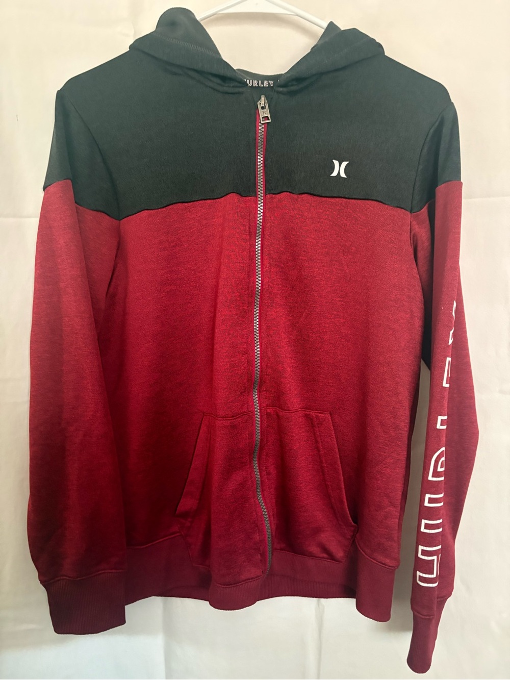Hurley Red and Black Kids Zip-Up Hoodie